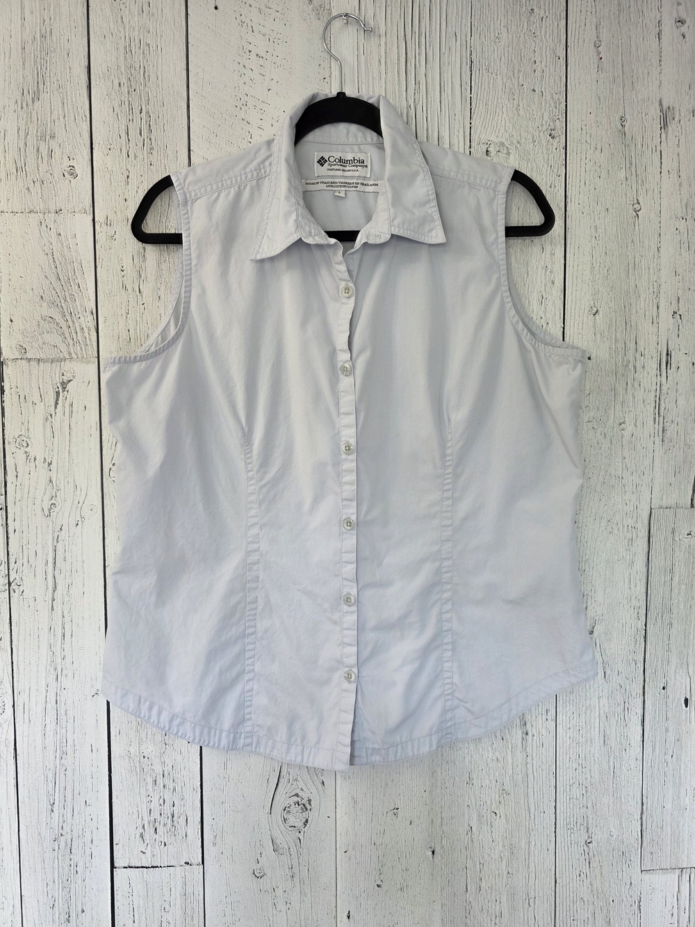 Columbia Sportswear Sleeveless Button-Up Shirt Light Blue Y2K Size L Outdoor